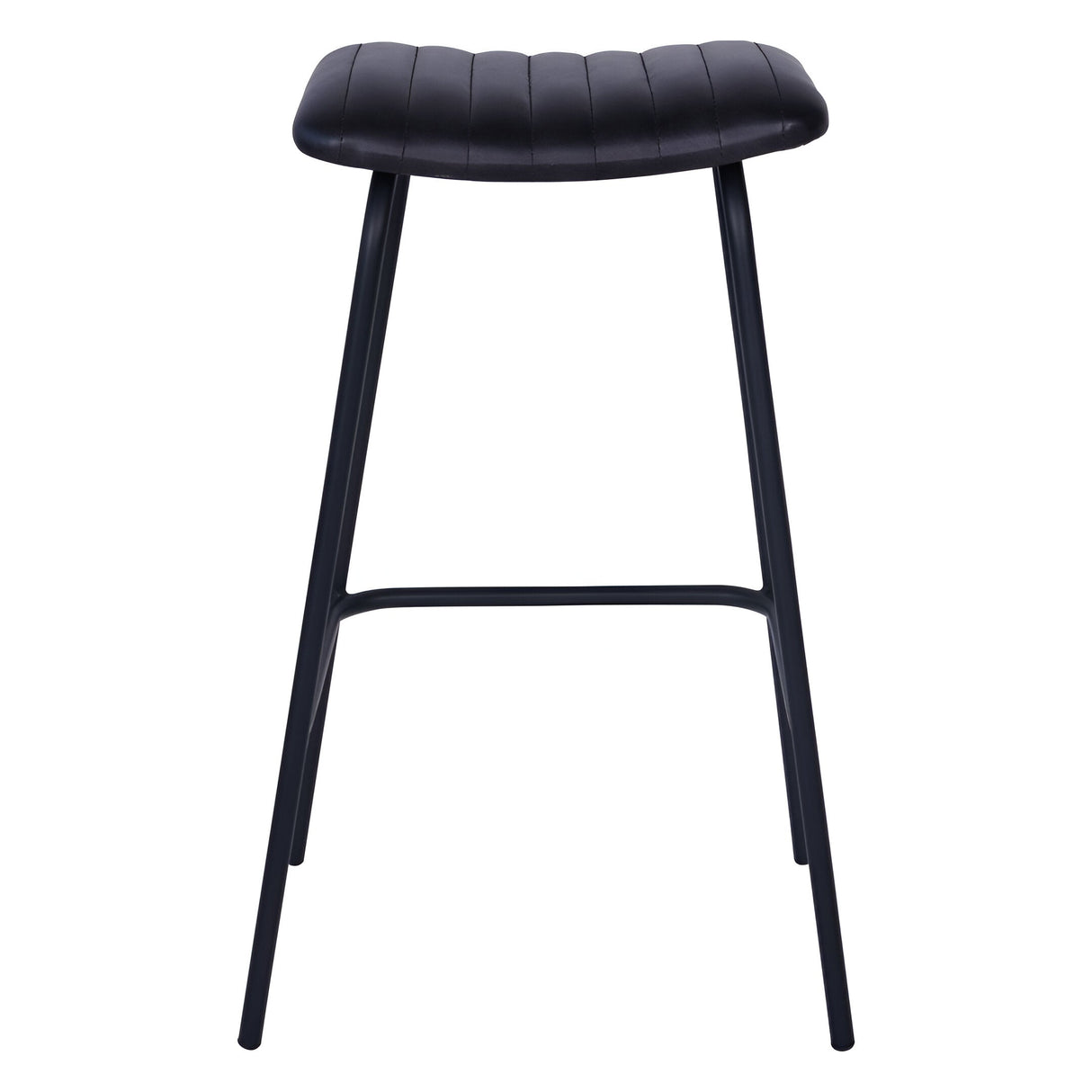 Pair of Arthur Leather Bar Stools - Dark Grey