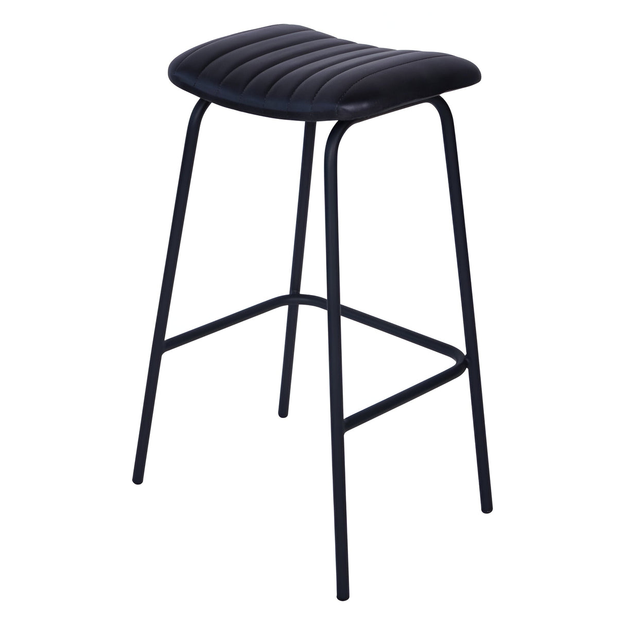 Pair of Arthur Leather Bar Stools - Dark Grey