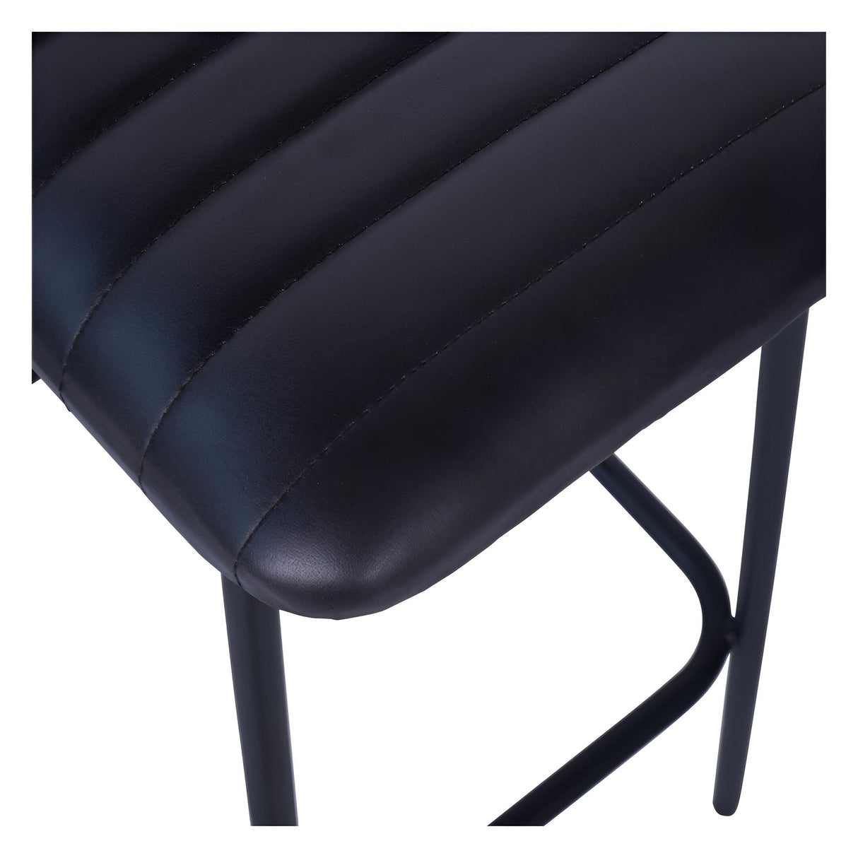 Pair of Arthur Leather Bar Stools - Dark Grey