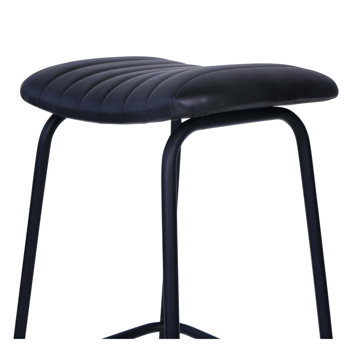 Pair of Arthur Leather Bar Stools - Dark Grey