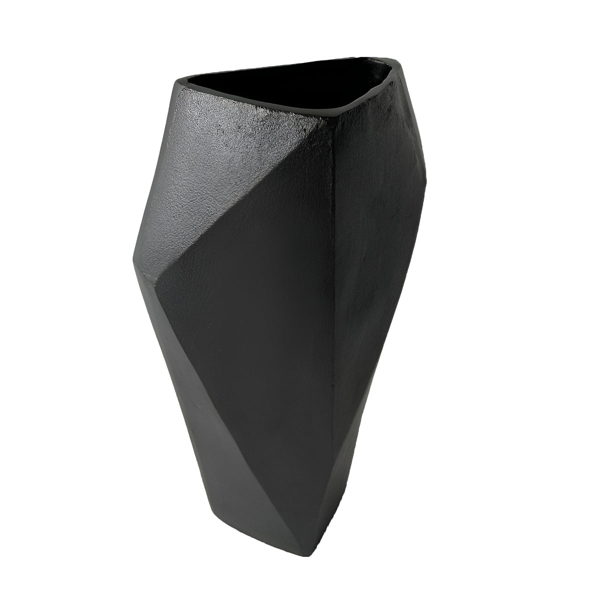 Cast Aluminium Faceted Vase - Charcoal Black