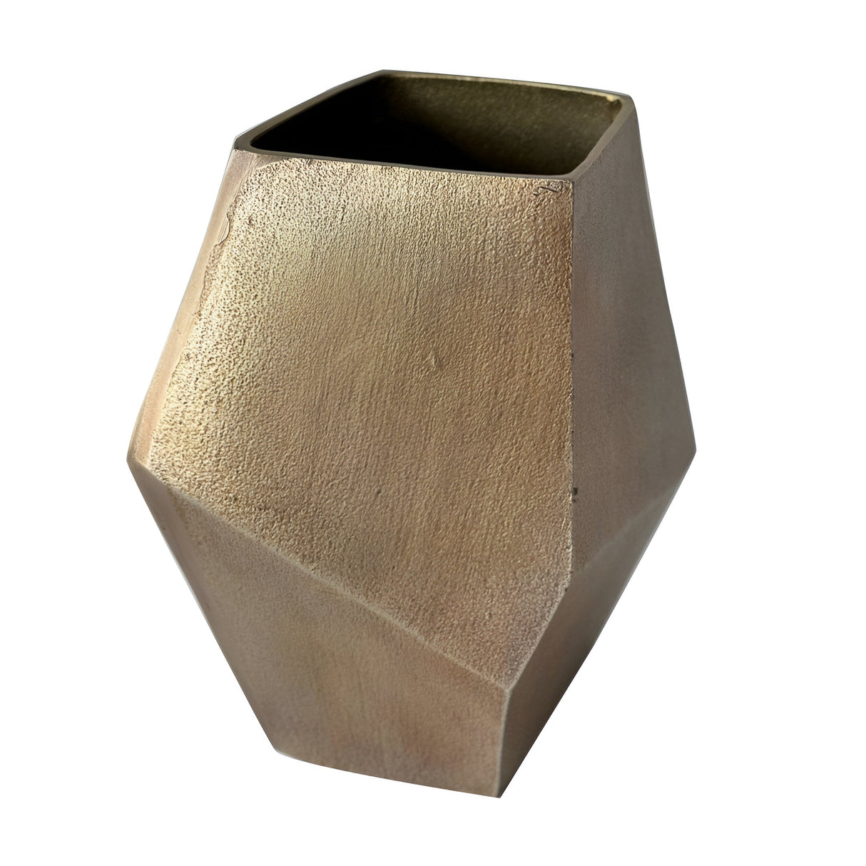 Cast Aluminium Faceted Vase - Antique Brass