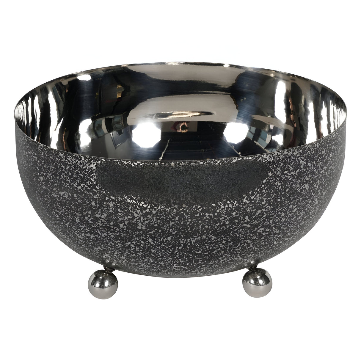Dusky Finish Medium Round Bowl - Black & Silver