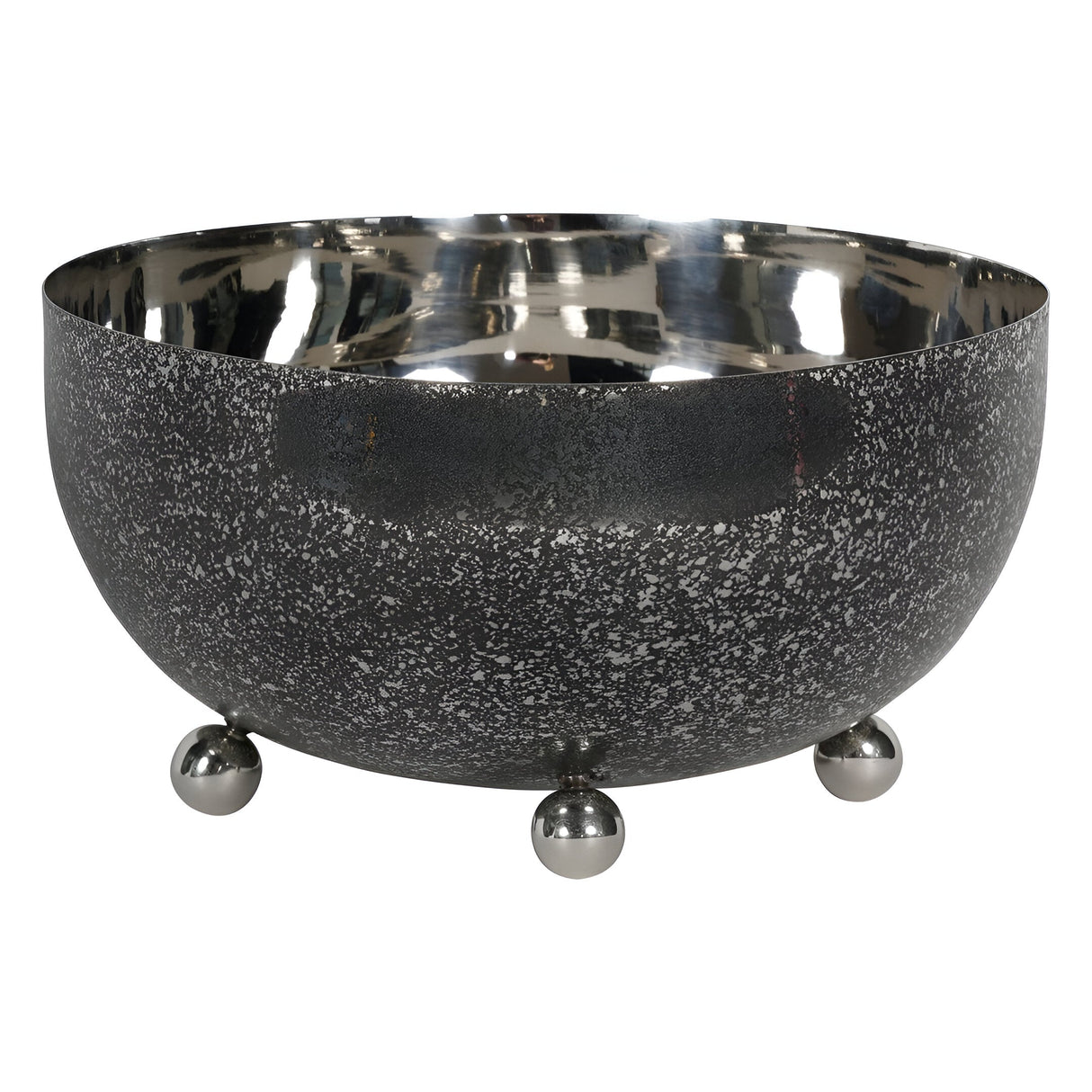 Dusky Finish Medium Round Bowl - Black & Silver