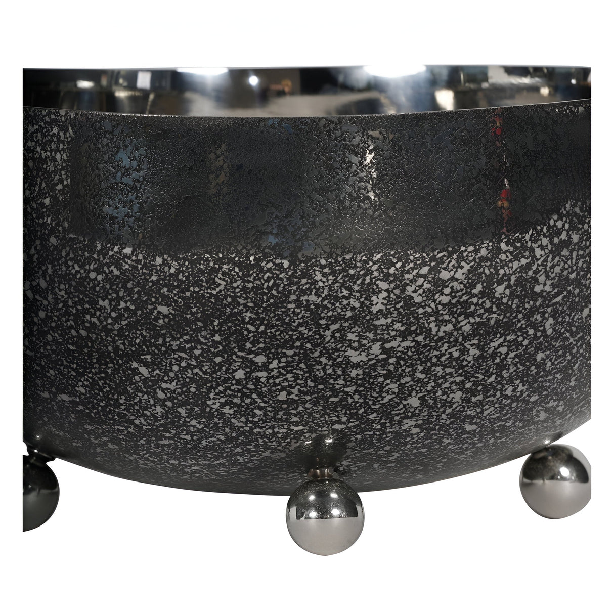 Dusky Finish Medium Round Bowl - Black & Silver