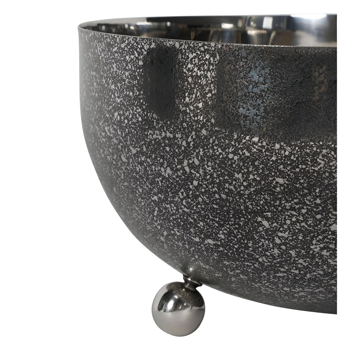 Dusky Finish Medium Round Bowl - Black & Silver