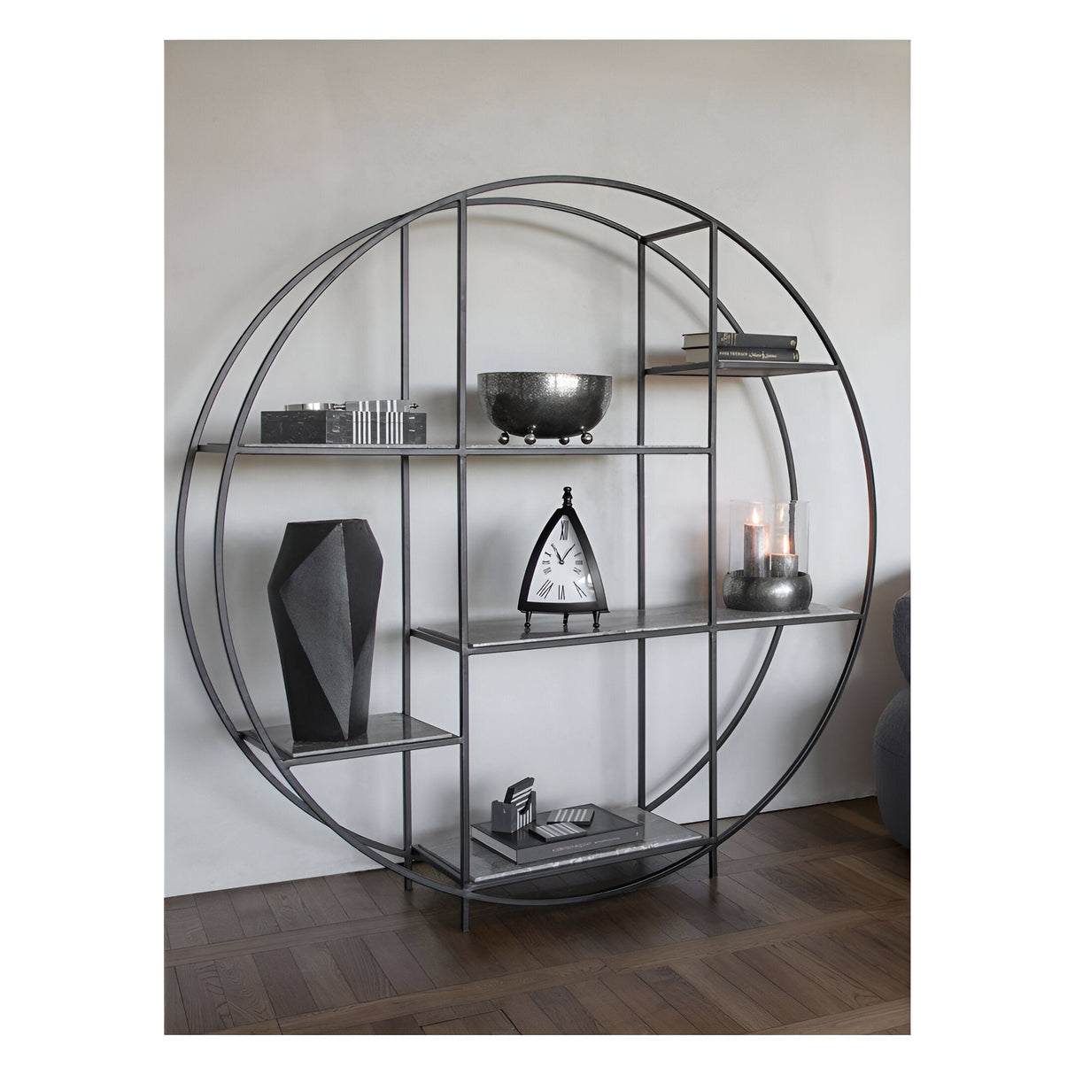 Dusky Finish Medium Round Bowl - Black & Silver