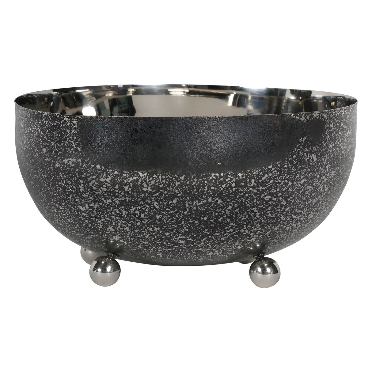 Dusky Finish Medium Round Bowl - Black & Silver