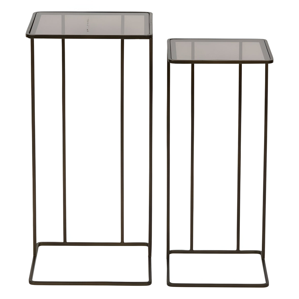 Salzburg Set of 2 Glass & Metal Side Tables - Dark Gold