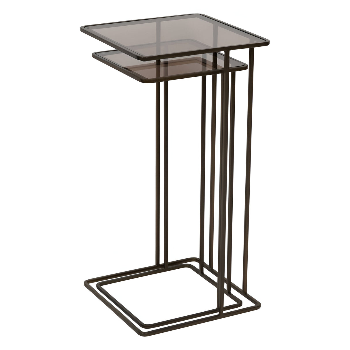 Salzburg Set of 2 Glass & Metal Side Tables - Dark Gold