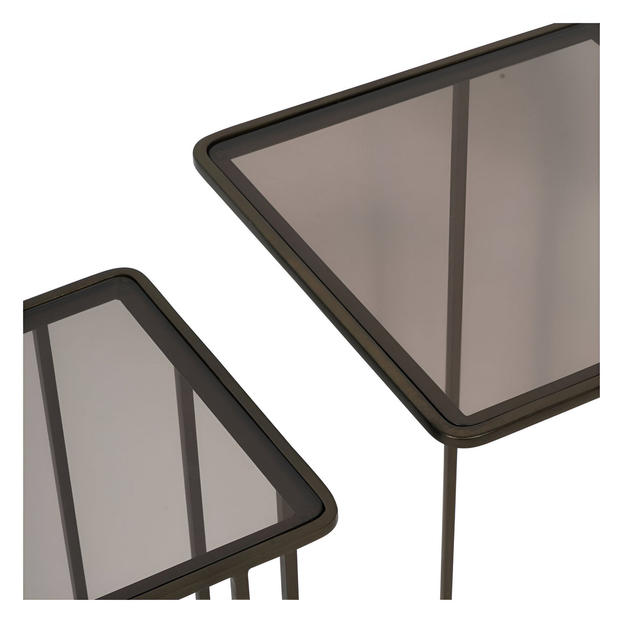 Salzburg Set of 2 Glass & Metal Side Tables - Dark Gold