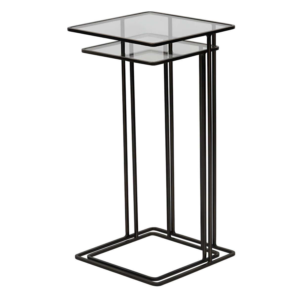 Salzburg Set of 2 Glass & Metal Side Tables - Dark Bronze