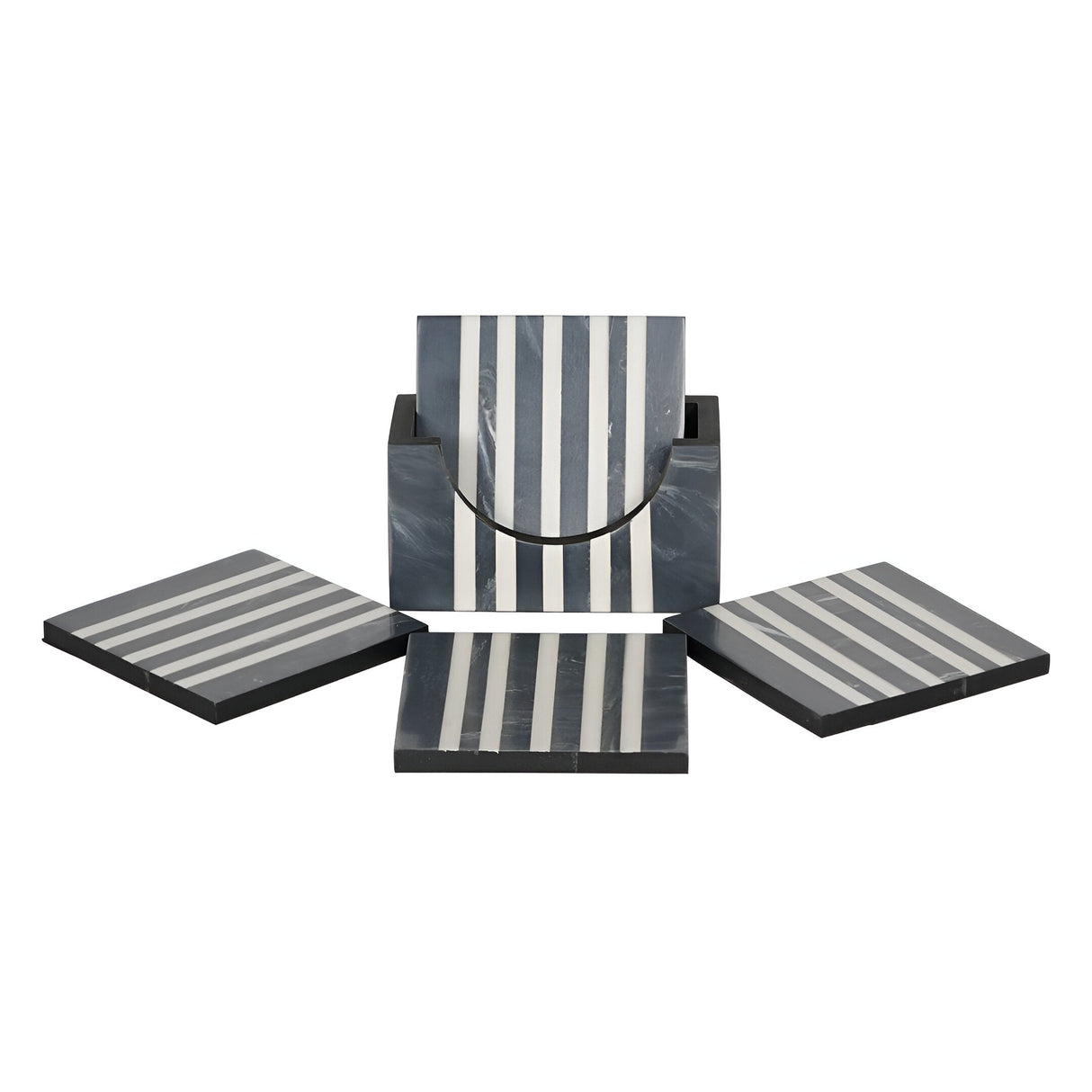 Peebles Coaster Set of 4 - Grey & White