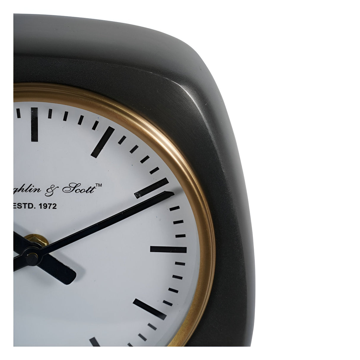 Mid Century Small Table Clock 20cm - Black & Brass