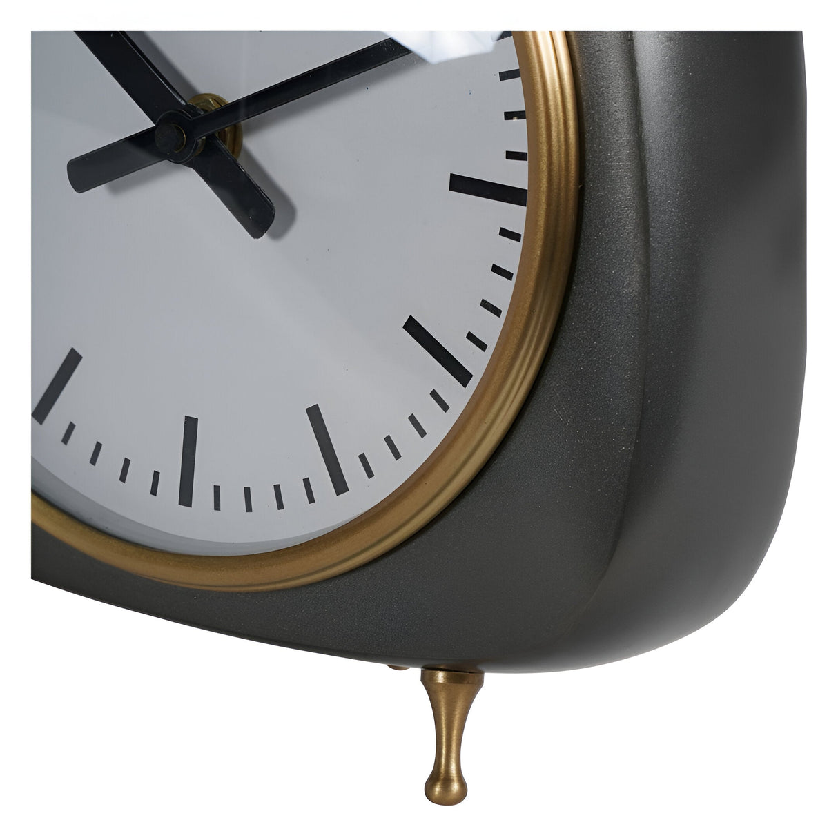 Mid Century Small Table Clock 20cm - Black & Brass