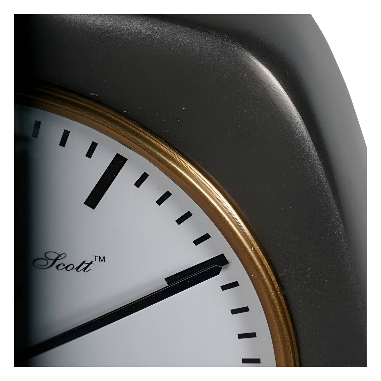 Mid Century Large Table Clock 28cm - Black & Brass