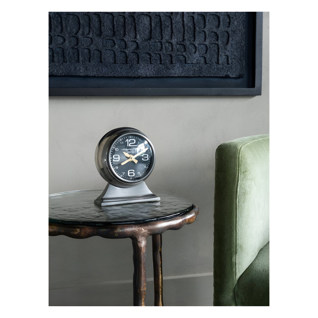 Aviation Small Mantel Clock 15cm - Black & Gold