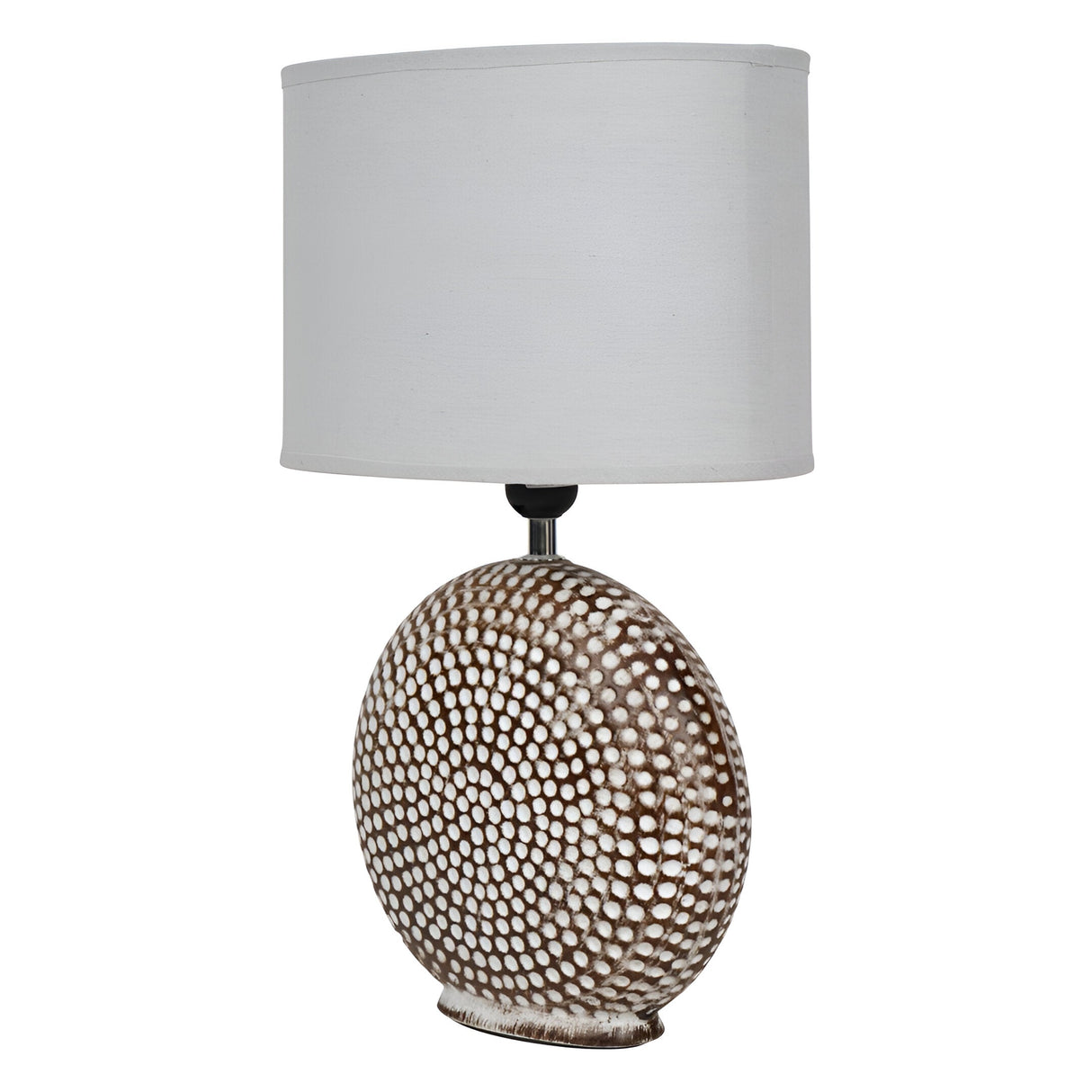 Chariot Round Table Lamp 48cm - Brown With Ivory Oval Drum Shade