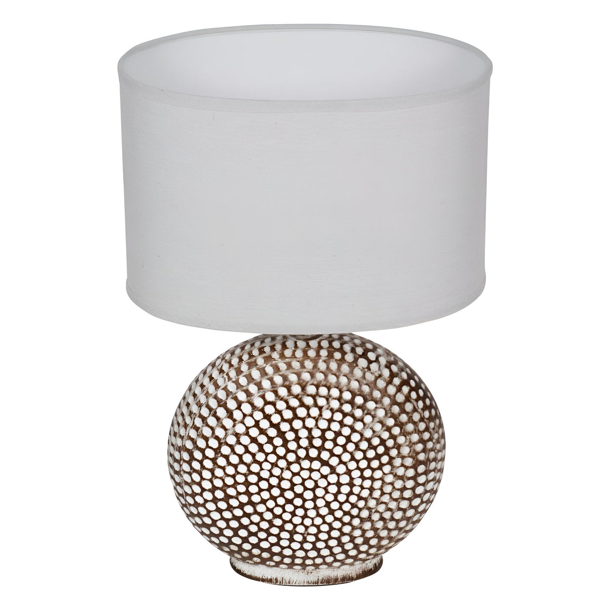 Chariot Round Table Lamp 48cm - Brown With Ivory Oval Drum Shade