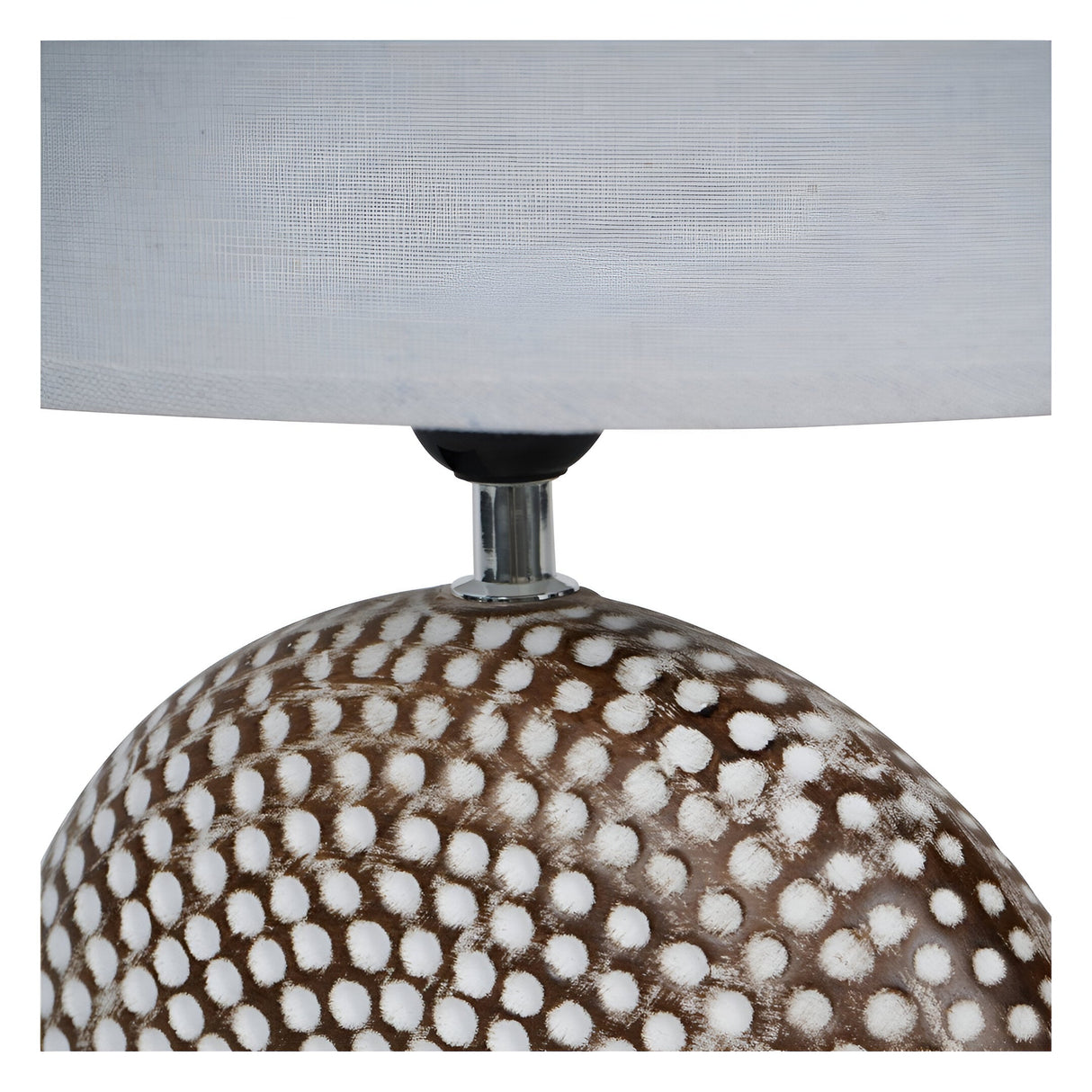 Chariot Round Table Lamp 48cm - Brown With Ivory Oval Drum Shade