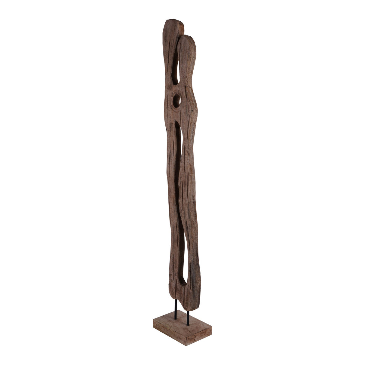 Carved Wood Large Textured Sculpture - 118cm