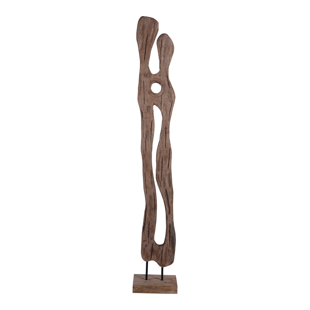 Carved Wood Large Textured Sculpture - 118cm