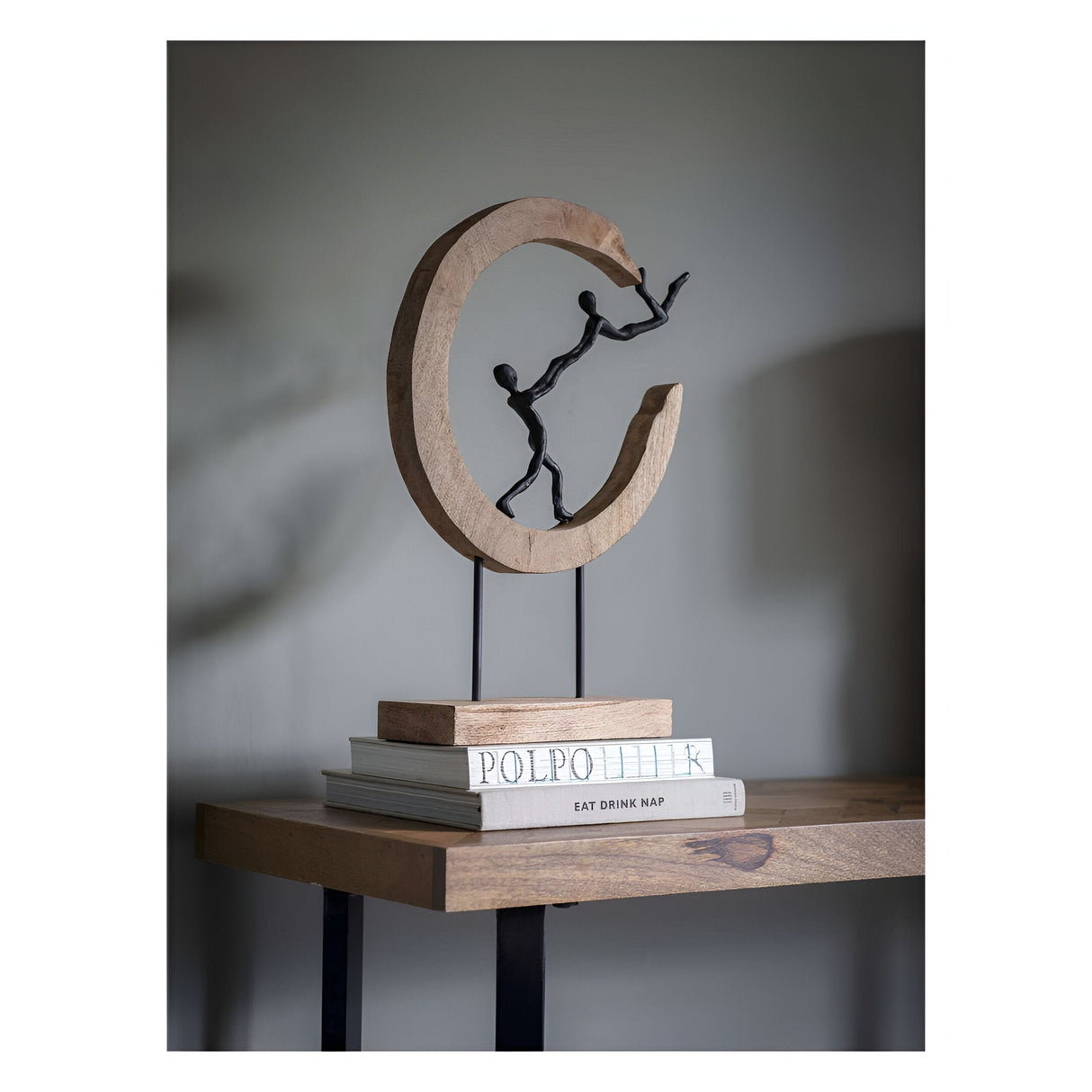 Playful People On Wooden Stand Figurine - 48cm