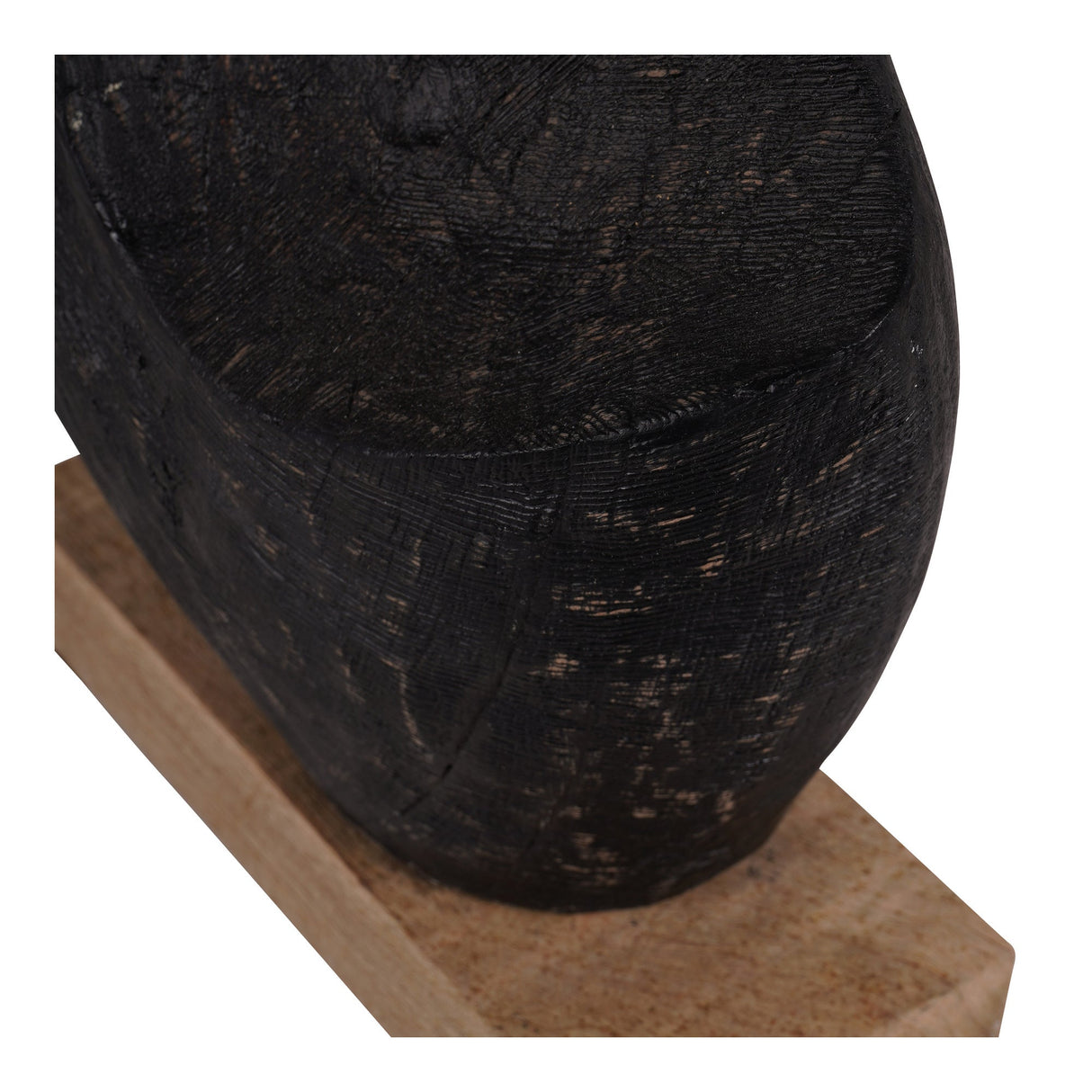 Hand Carved Solid Wood Black Figurine - 34cm