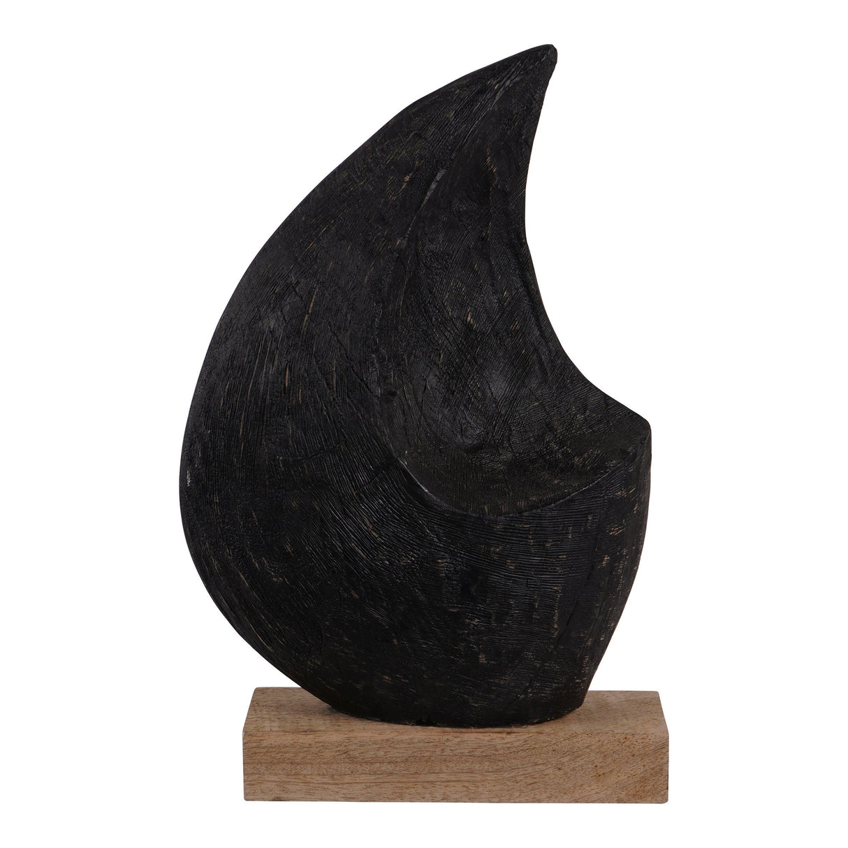 Hand Carved Solid Wood Black Figurine - 34cm