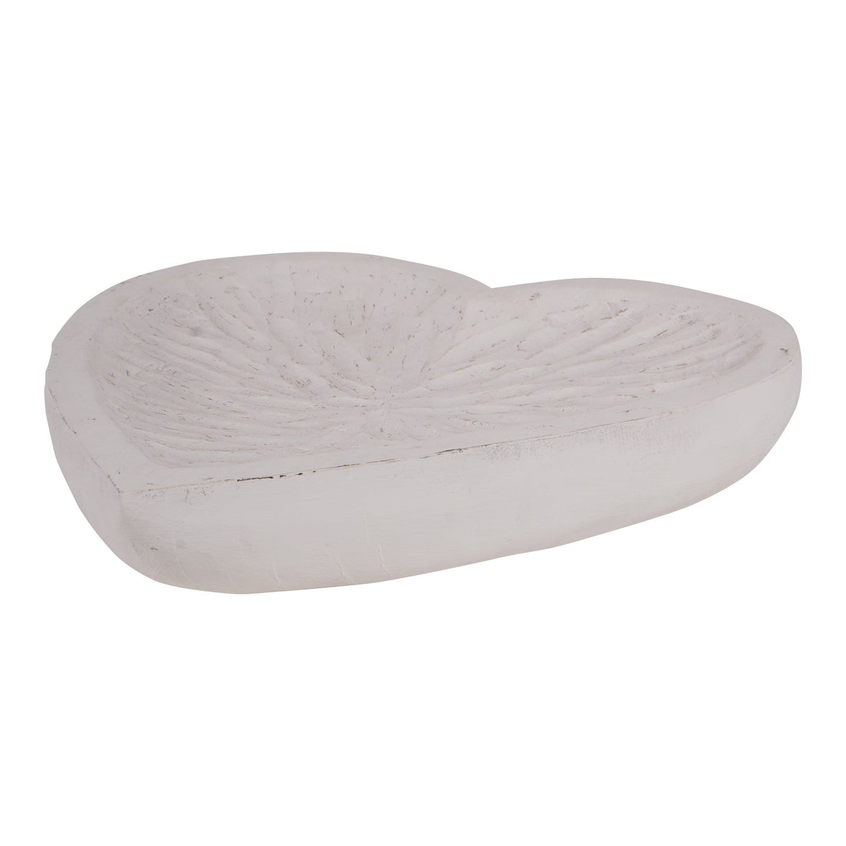 Heart Hand Carved Wooden Bowl - White