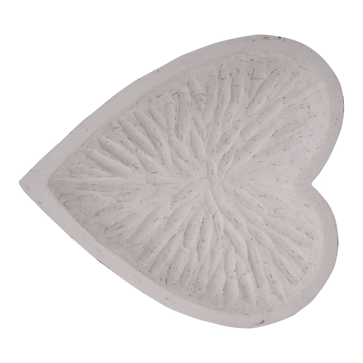 Heart Hand Carved Wooden Bowl - White
