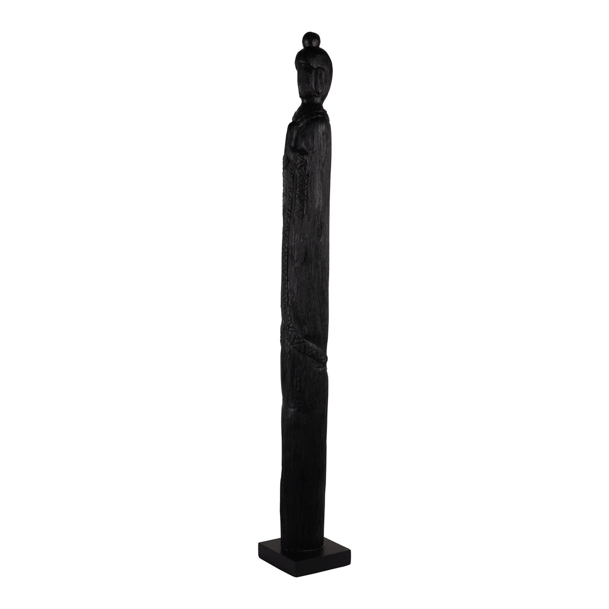 Abstract Black Burnished Standing Buddha Sculpture - 110cm