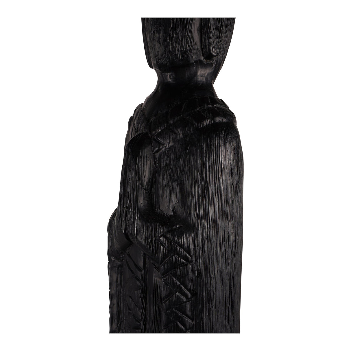 Abstract Black Burnished Standing Buddha Sculpture - 110cm