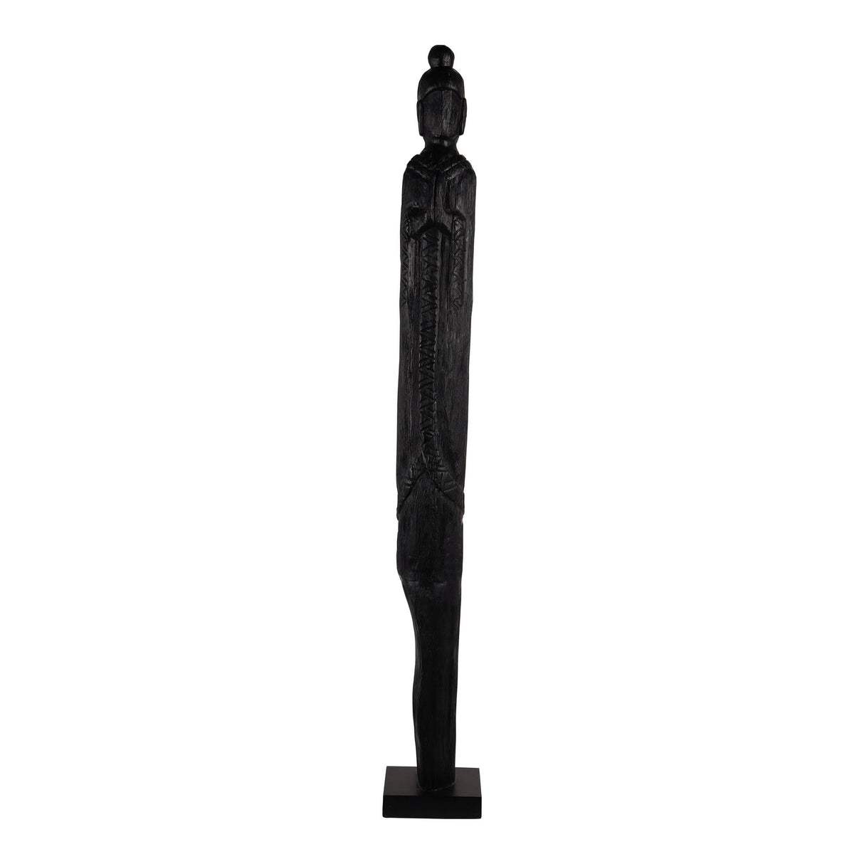 Abstract Black Burnished Standing Buddha Sculpture - 110cm