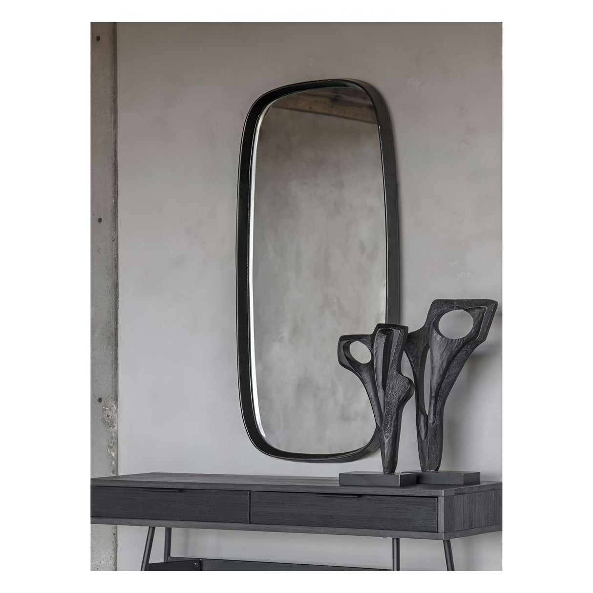 Lloyd Dark Graphite Slim Aluminium Wall Mirror - 58x119cm