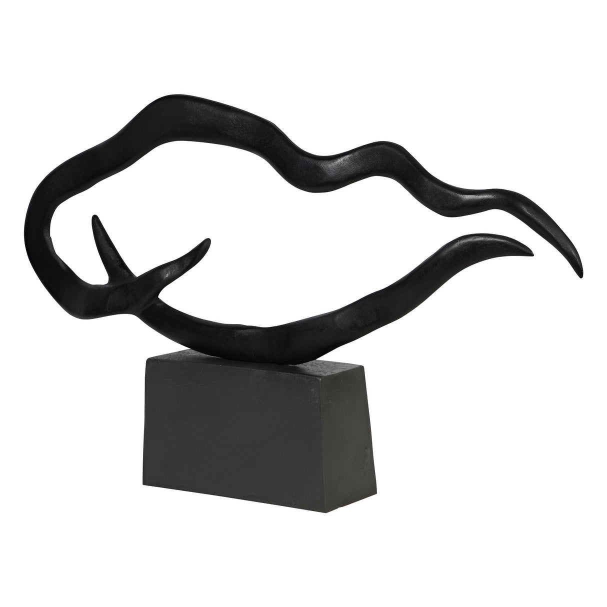 Isla Large Textured Black Aluminium Abstract Sculpture - 117cm