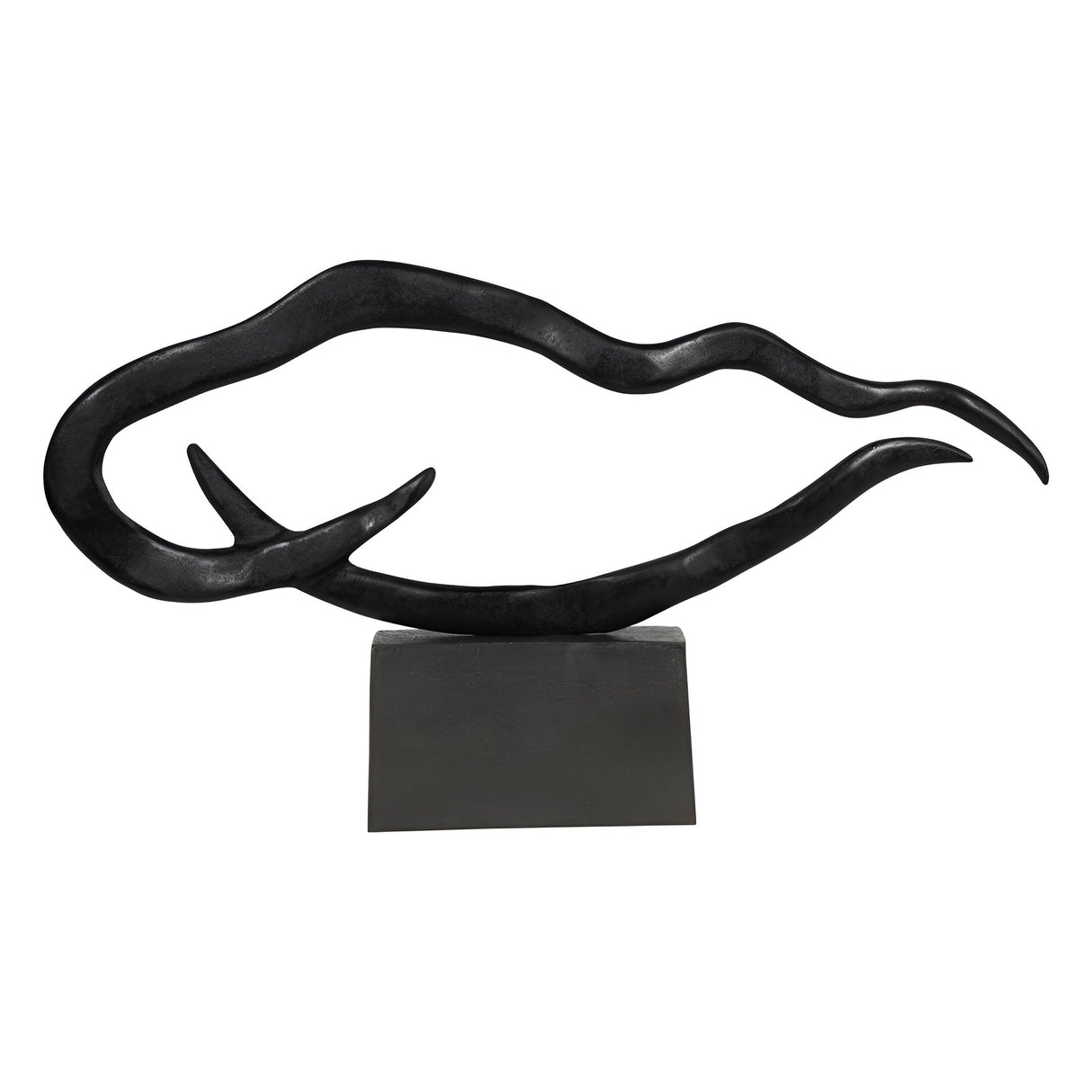Isla Large Textured Black Aluminium Abstract Sculpture - 117cm