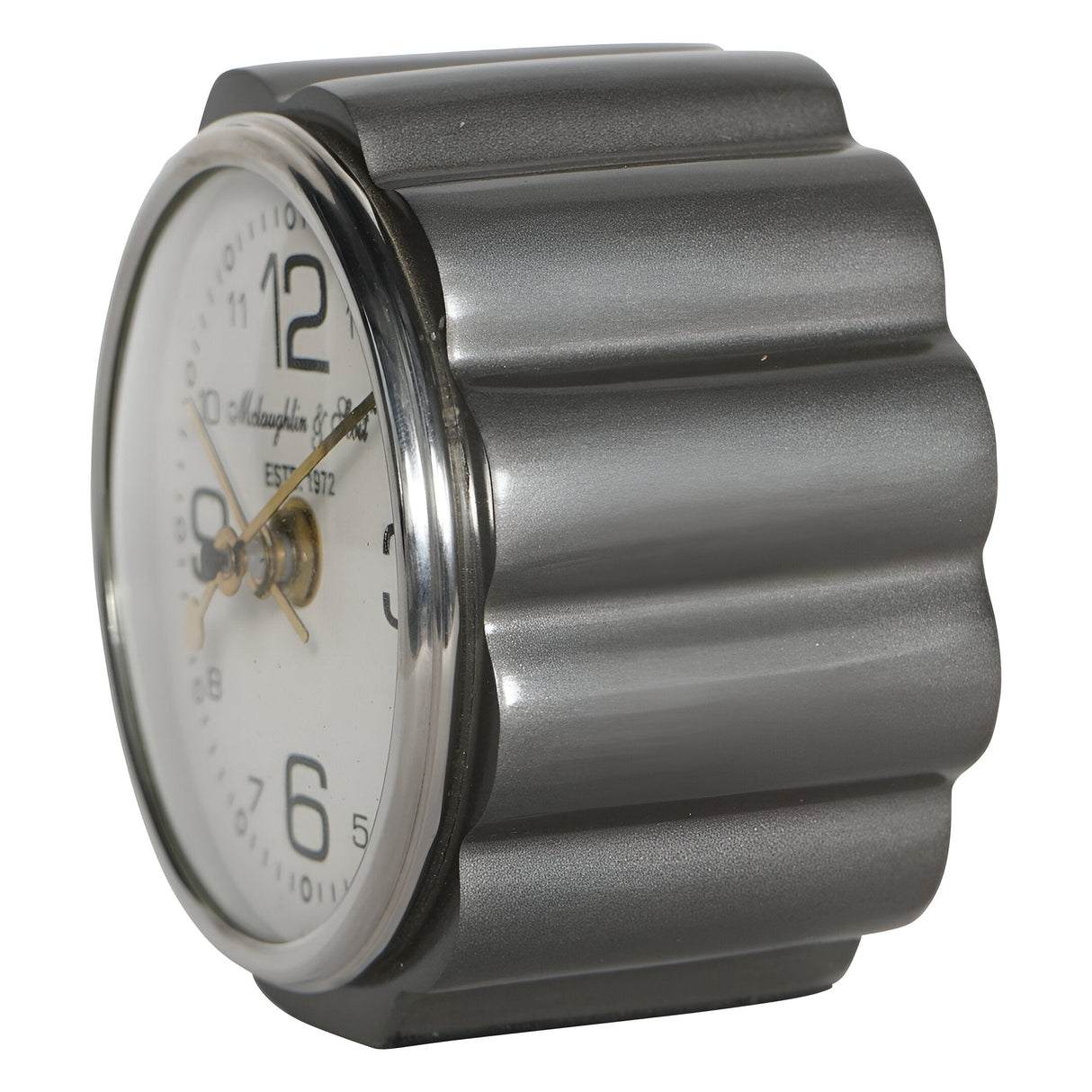 Curve Detail Mantel Clock - Satin Grey & White