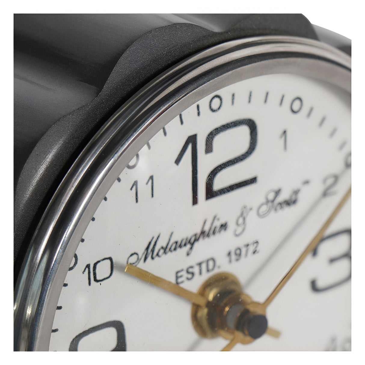 Curve Detail Mantel Clock - Satin Grey & White