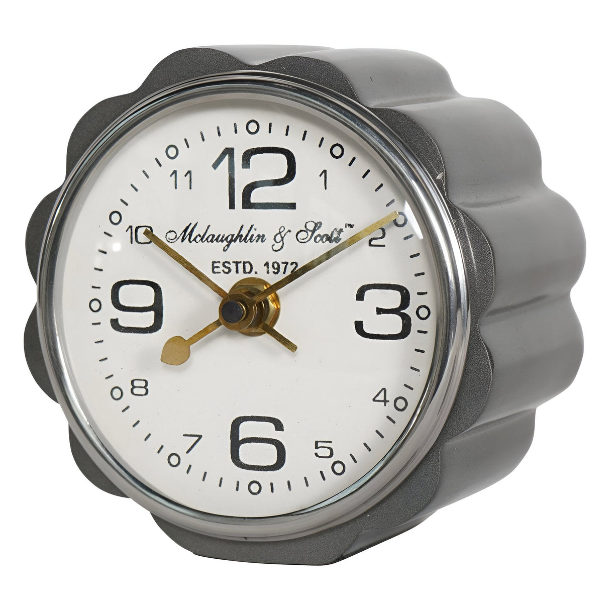 Curve Detail Mantel Clock - Satin Grey & White