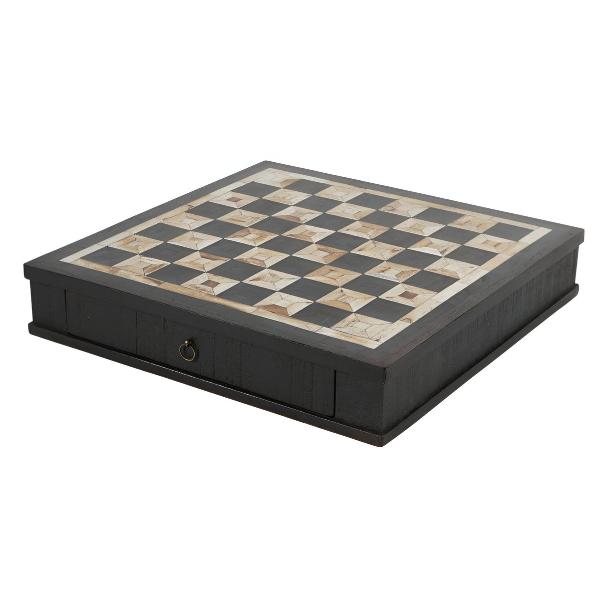 Heritage Luxury Chess Set With Drawer - Black & Brown