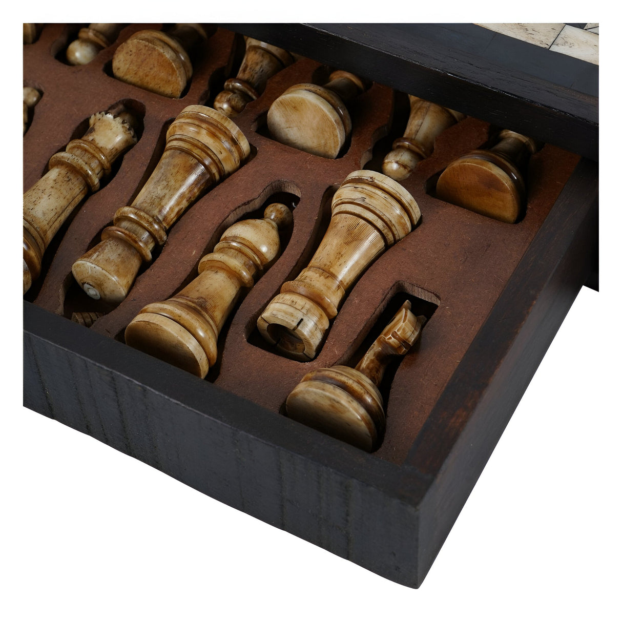Heritage Luxury Chess Set With Drawer - Black & Brown