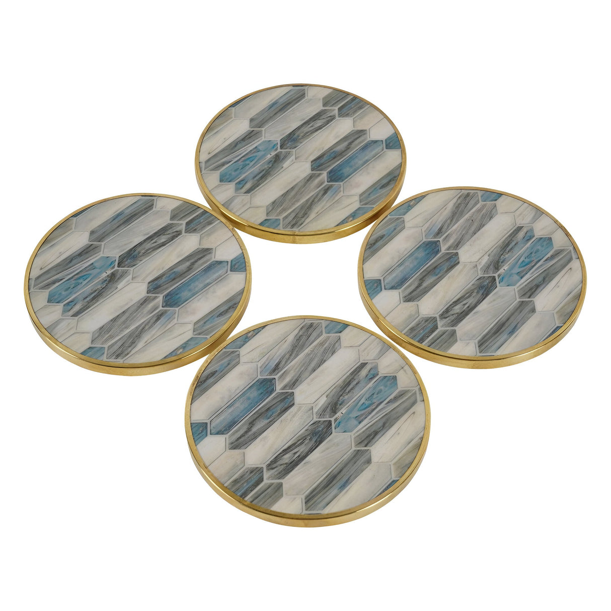 Mosaic Style Set of 4 Coasters - Blue & Grey