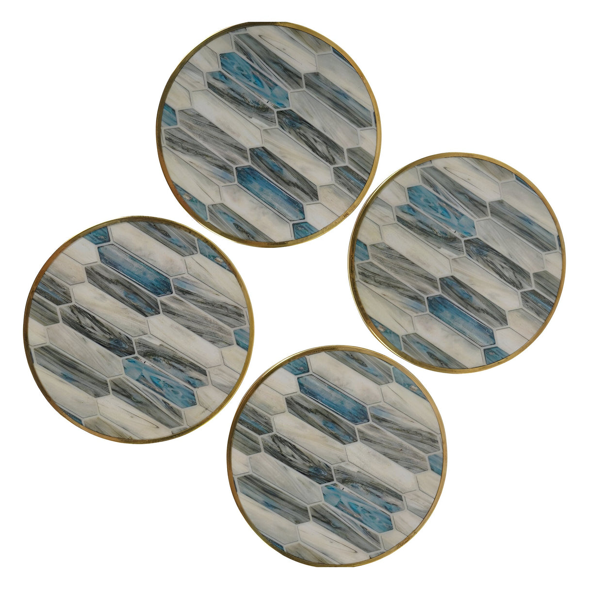 Mosaic Style Set of 4 Coasters - Blue & Grey