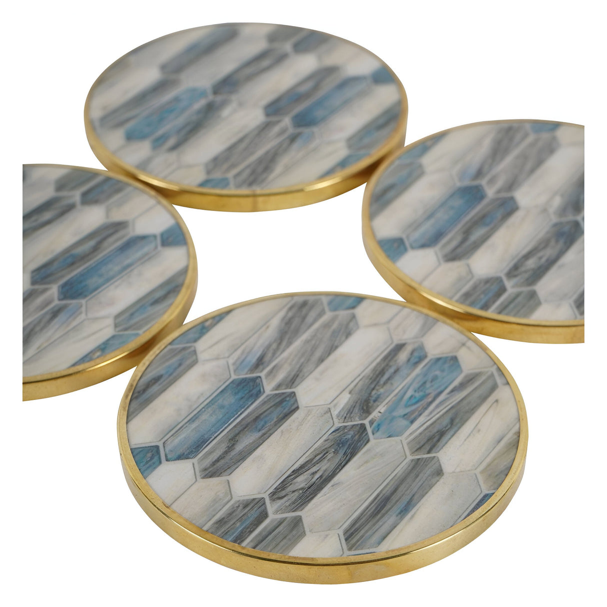 Mosaic Style Set of 4 Coasters - Blue & Grey