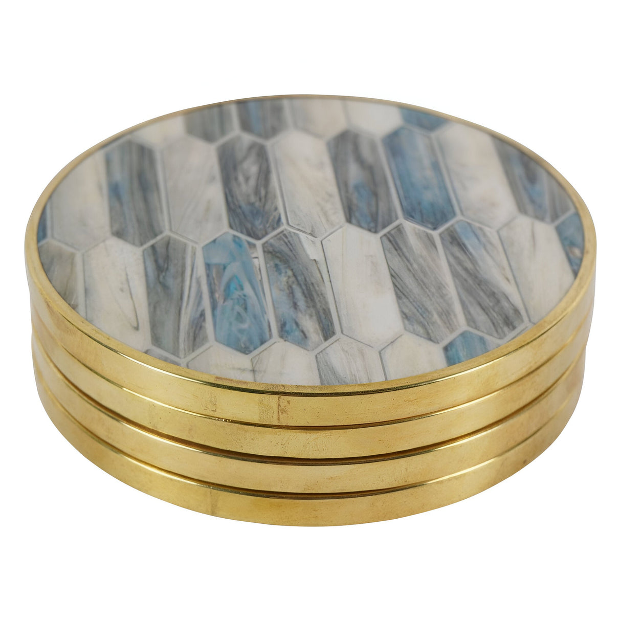 Mosaic Style Set of 4 Coasters - Blue & Grey