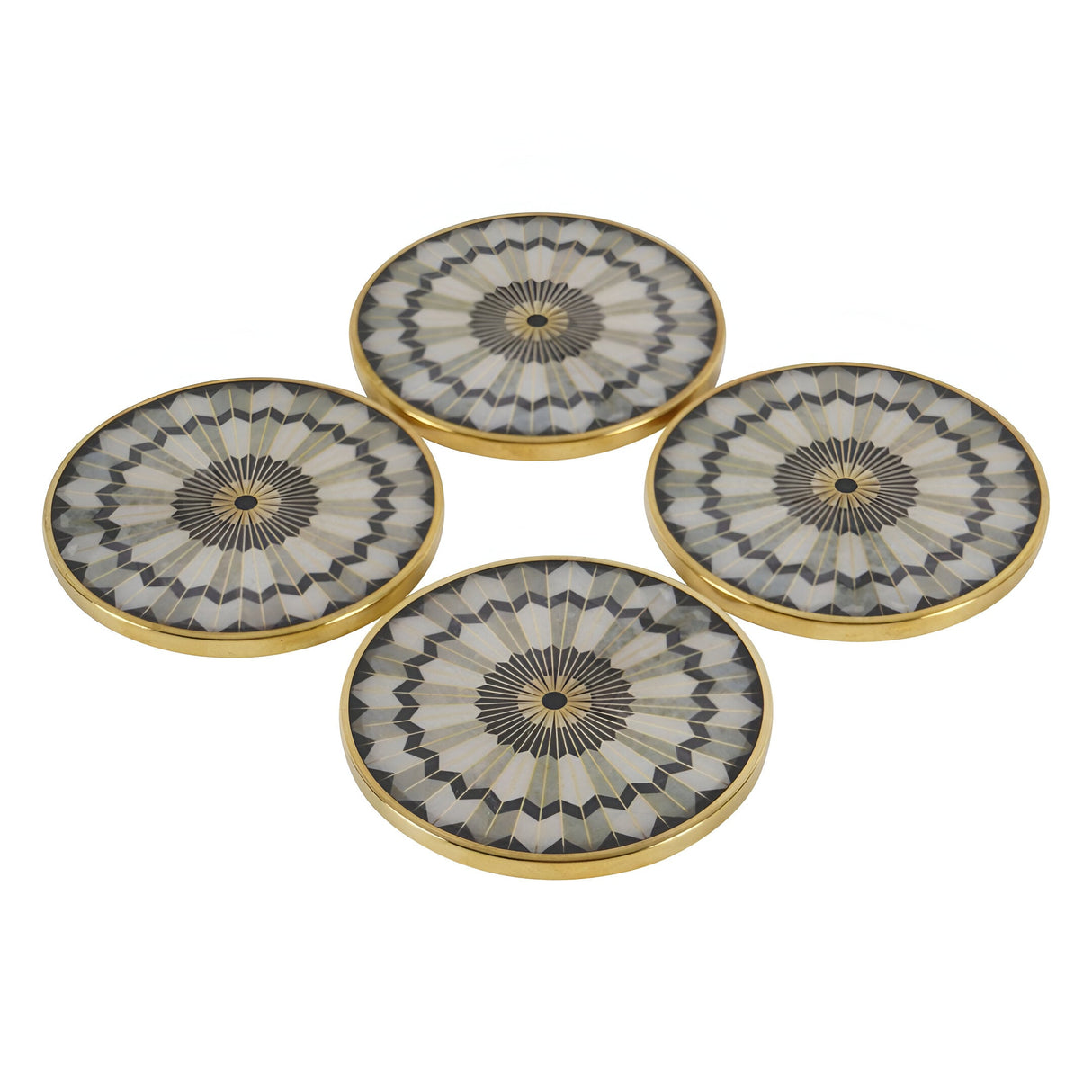Circular Design Set of 4 Coasters - Black