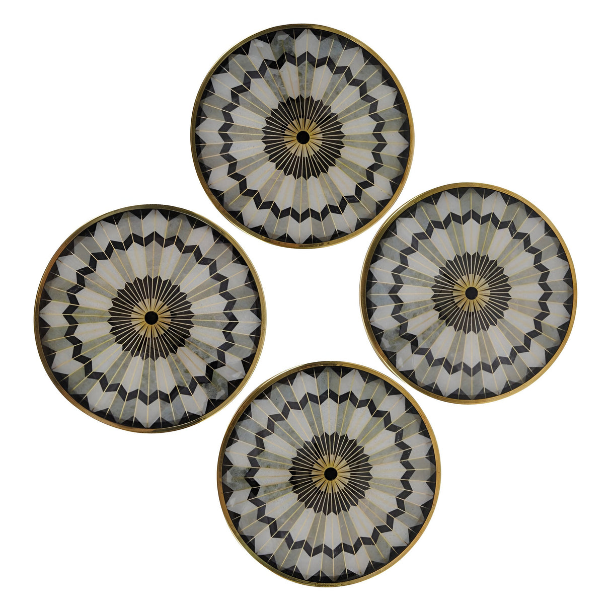 Circular Design Set of 4 Coasters - Black