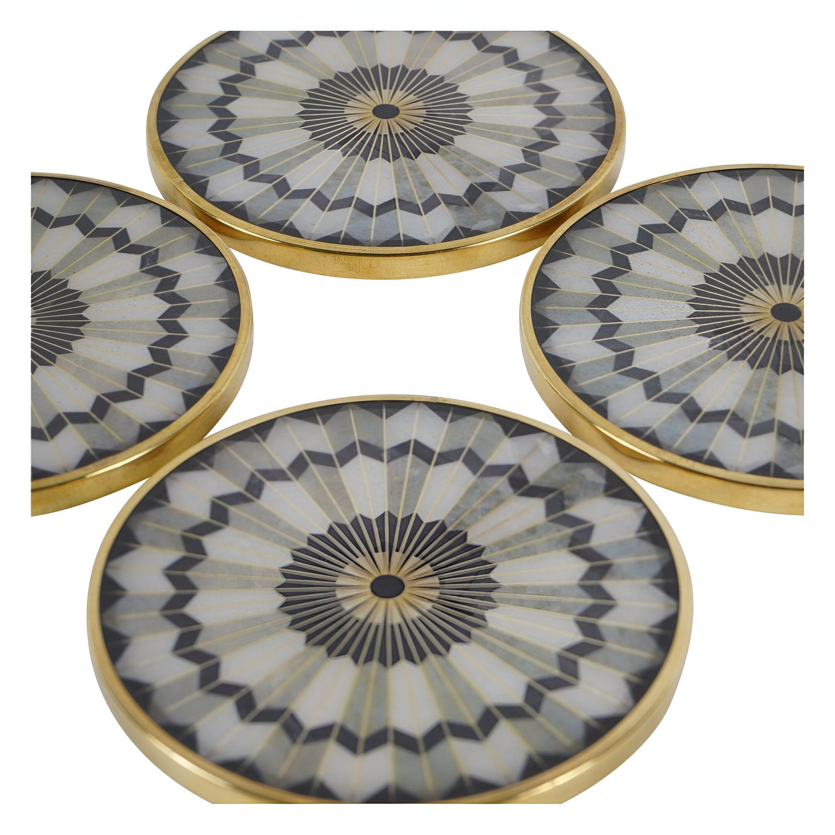Circular Design Set of 4 Coasters - Black