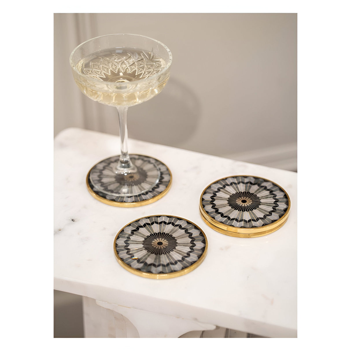 Circular Design Set of 4 Coasters - Black